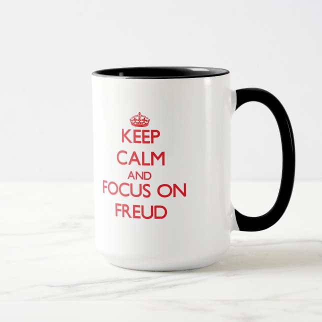 Mug Gardez le calme et le foyer sur Freud (Droite)