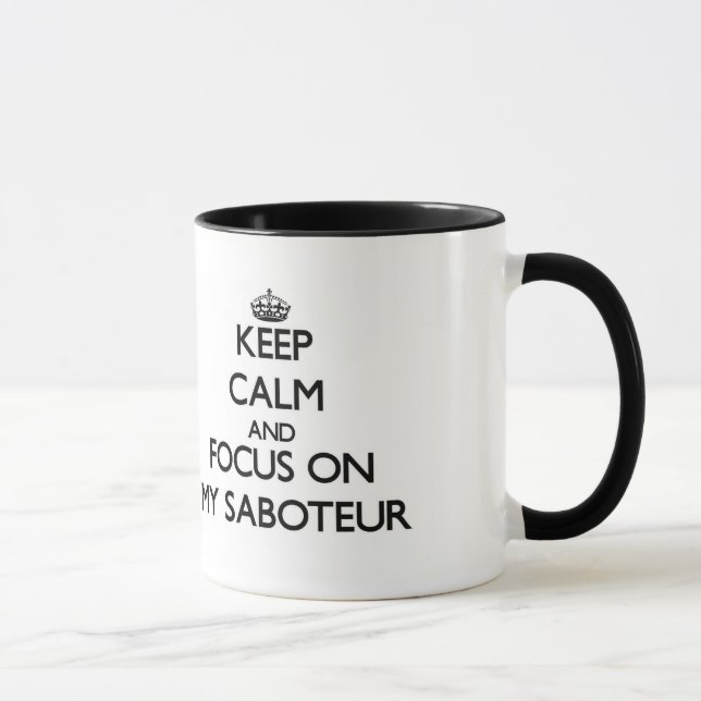 Mug Gardez le calme et le foyer sur mon saboteur (Droite)