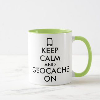 Mug Gardez le calme et le Geocache sur la coutume de