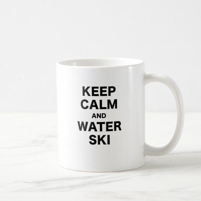 Mug Gardez le calme et le ski d'eau (Droite)