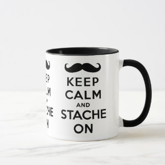 Mug Gardez le calme et le stache sur le noir