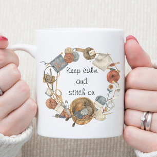 Mug Gardez le calme et le toucher sur le Tricot