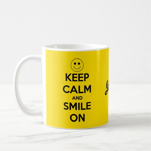 Mug Gardez le calme et souriez sur le jaune (Gauche)