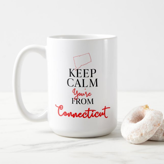 Mug Gardez le calme Vous êtes du Connecticut (Avec donut)