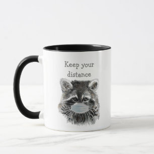 Mug Gardez votre distance sociale Distances Raccoon am