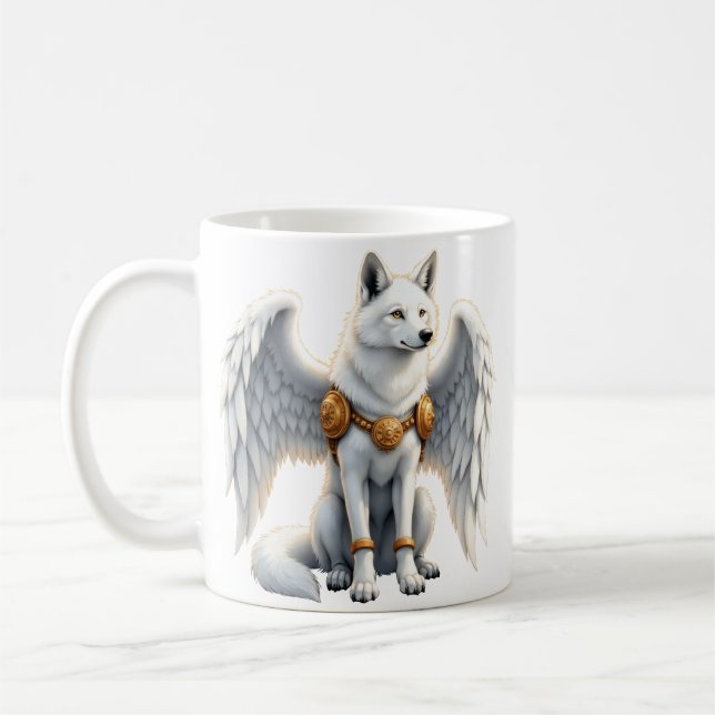 Mug Gardien de l'Aube – Le Loup aux Ailes Blanches.  (Gauche)