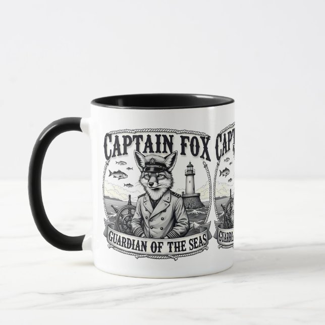 Mug Gardien des mers Capitaine Fox Dessin nautique (Gauche)