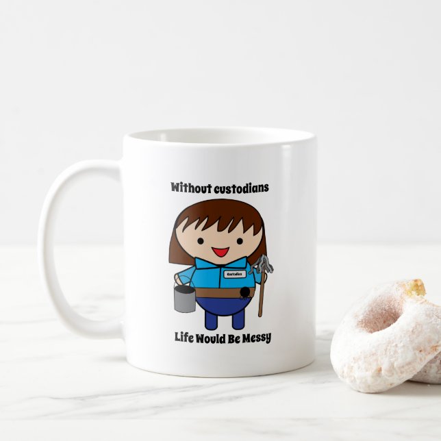 Mug Gardien Janitor Femme Drôle Personnaliser (Avec donut)