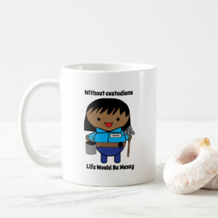 Mug Gardien Janitor Femme noire Funny Personnaliser