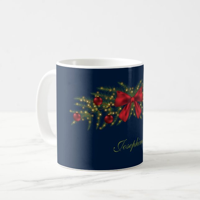 Mug Garland De Noël Avec Bow Rouge Et Baubles (Devant gauche)