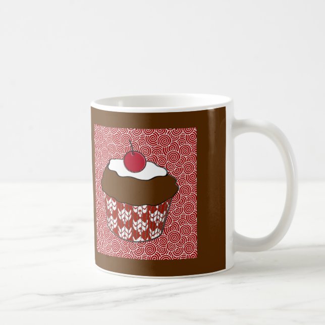 Mug Gâteau au Chocolat sur Motif Rouge et Blanc (Droite)