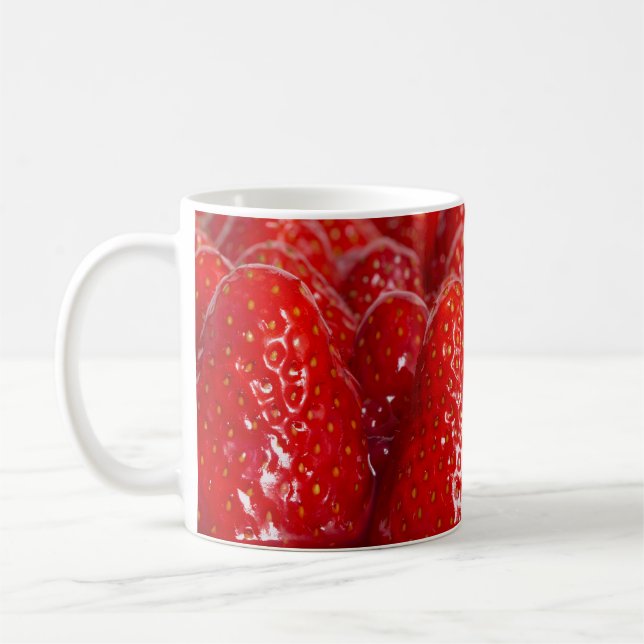 Mug Gâteau aux fraises avec macro closeup menthe (Gauche)