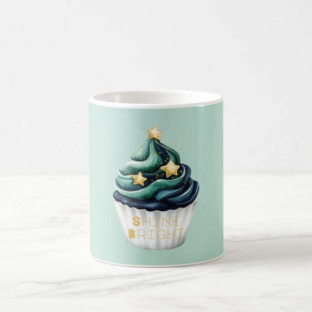 Mug Gâteau brillant aux étoiles vert bleu or (Centre)