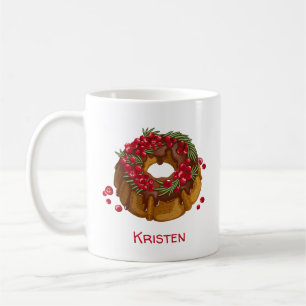 Mug Gâteau Bundt aux Canneberges Fantaisie Monogramme
