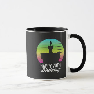 Mug gâteau coloré vintage joyeux 70e anniversaire