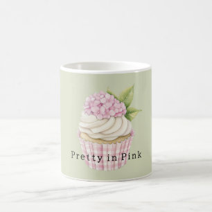 Mug Gâteau Cupcake Blanc Floral Rose à la Crème