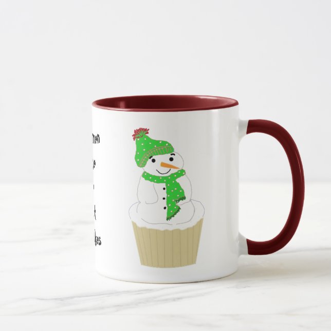 Mug Gâteau Cupcake Bonhomme de Neige Avec Citation (Droite)