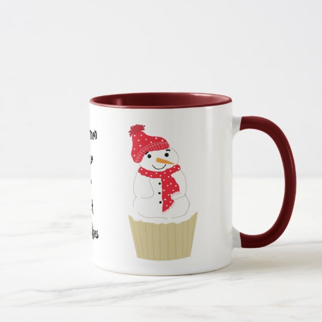 Mug Gâteau Cupcake Bonhomme de Neige Avec Citation (Droite)