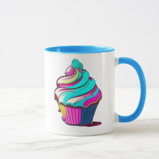 Mug Gâteau Cupcake Dégoulinant Arc-en-Ciel