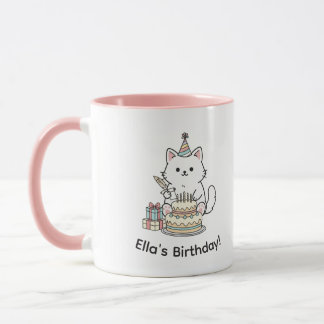 Mug Gâteau d'anniversaire et cadeaux pour chat joueur