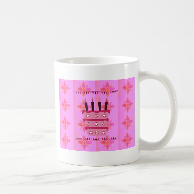 Mug Gâteau d'anniversaire floral pour elle / Filles Ar (Droite)