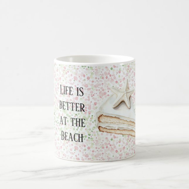 Mug Gâteau Étoile de Mer Blanche Confettis Rose Vert   (Centre)