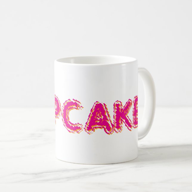 Mug Gâteau personnalisé texte rose (Devant droit)