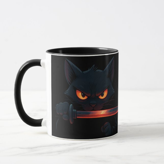 Mug Gato samurái con katana – Estilo japonés (Gauche)
