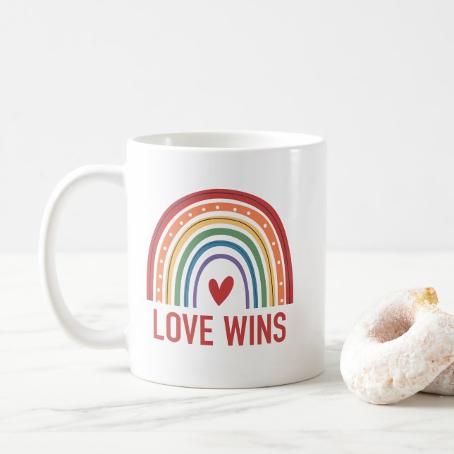 Mug Gay Pride Arc-en-ciel L'amour Gagne (Avec donut)