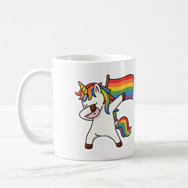 Mug Gay pride Dabbing Unicorne Avec Drapeau (Gauche)