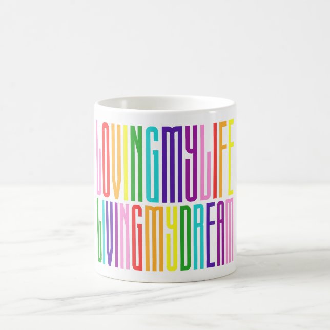 Mug GAY PRIDE LGBTQ Arc-en-ciel Texte coloré (Centre)