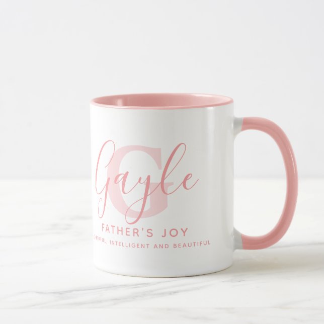 Mug Gayle name meaning and monogram soft pink text (Droite)