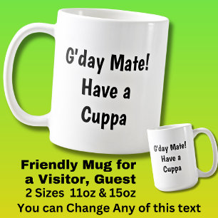 Mug G'day Mate ! Avoir un Cuppa - Aussie Australien