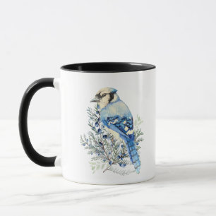 Mug Geai bleu aquarelle Baies bleues Art de campagne