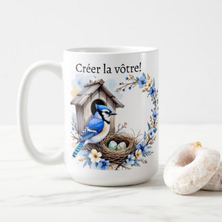 Mug Geai bleu sur nichoir – Illustration florale paste
