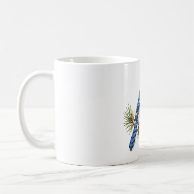Mug Geai bleu sur une branche de pin (Gauche)