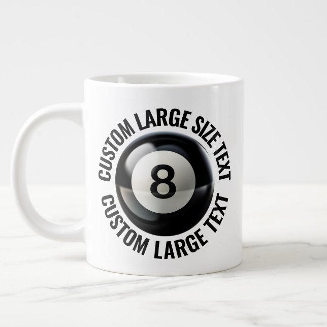 Mug géant 8 boule personnalisé avec texte de grand (Gauche)