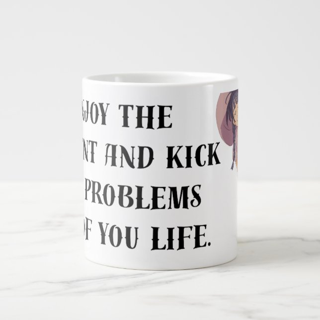 Mug Géant Anime 'Profitez du Moment' Motivationnel (Devant)