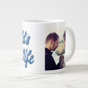 Mug Géant Café Photo Épouse Bleu