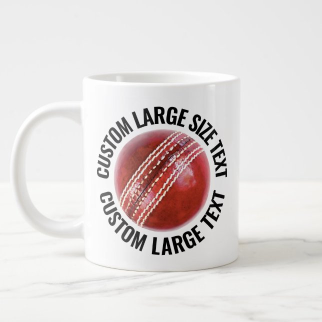 Mug Géant Cricket avec Texte Personnalisé de Grand (Gauche)