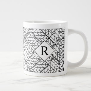 Mug géant en tricot ARGYLE BLANC + Initiale