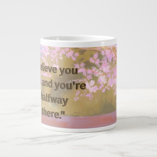 Mug Géant Fleur de Cerisier 'Croyez en Vous-Même' (Devant)