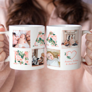 Mug géant personnalisé collage photo floral Mama