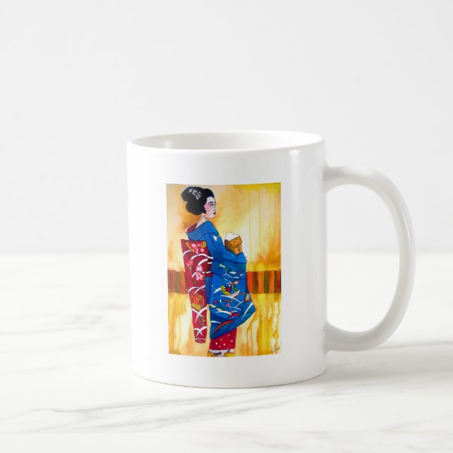 Mug Geisha japonais avec kimono bleu (Droite)