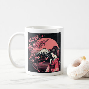 Mug Geisha japonais Mont Fuji Cerry Blossom Trees