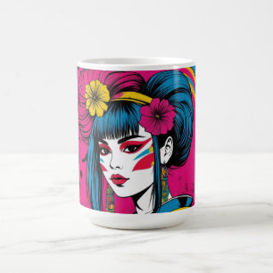 Mug Geisha Japonaise Moderne d'Art Pop Vibrant