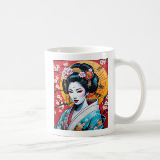 Mug Geisha, Kimono, Sakura, cherry blossoms, Japanese