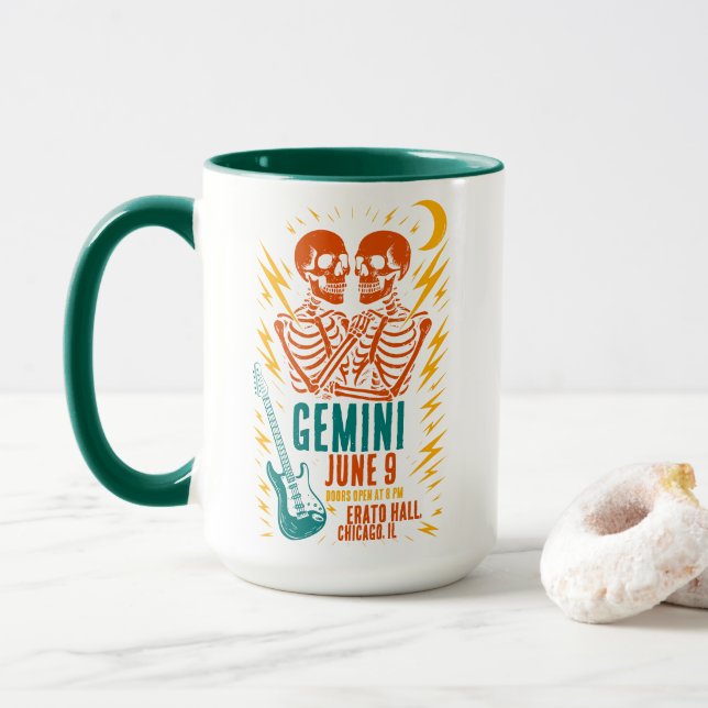 Mug Gemini à Erato Hall : Concert Punk de Deux Squelet (Avec donut)
