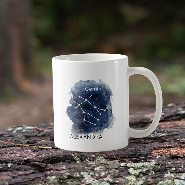 Mug Gemini Nuit Étoilée Constellation Nom Personnalisé (Créateur téléchargé)