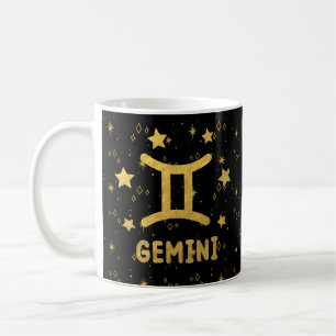 Mug Gemini Zodiac Musique d'astrologie noire et or